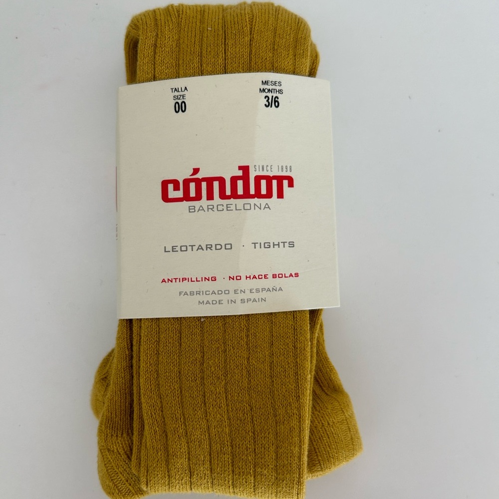 Cóndor Barcelona Ribbed Baby Tights Mustard Yellow size 3-6 Months